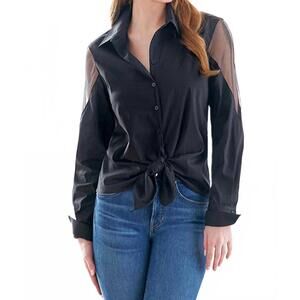 NEW FINLEY organza combo lindey shirt in black